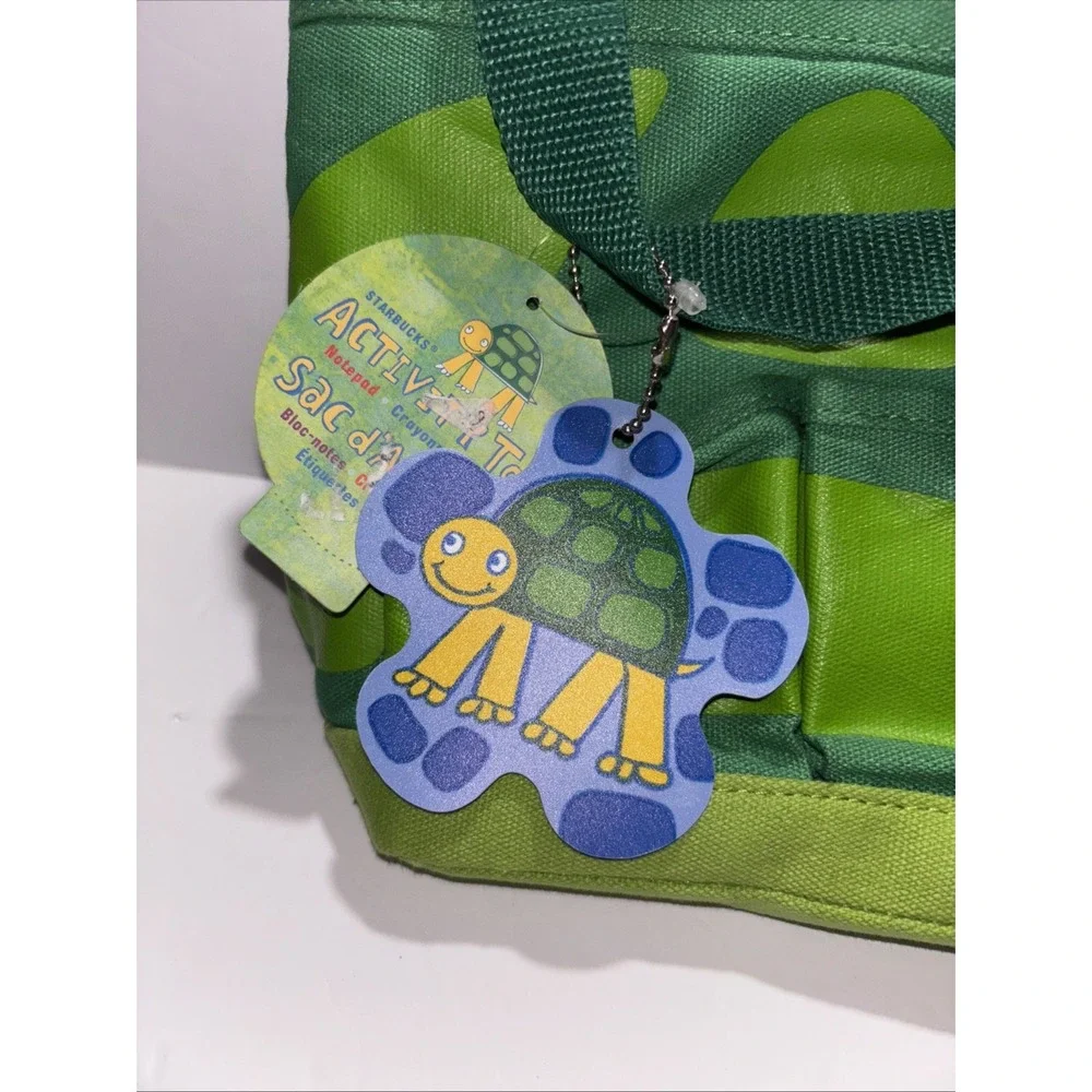 Starbucks Kids Yellow Green Turtle Tote Bag Pockets Top Handle Art Purse 2007